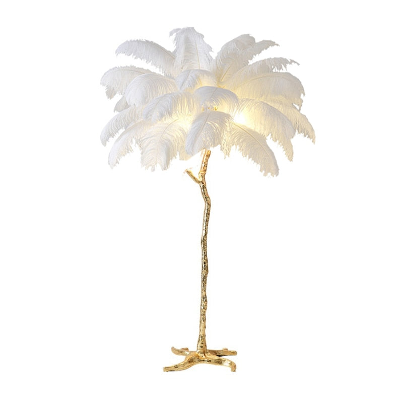 lampadaire Led plume d'autruche