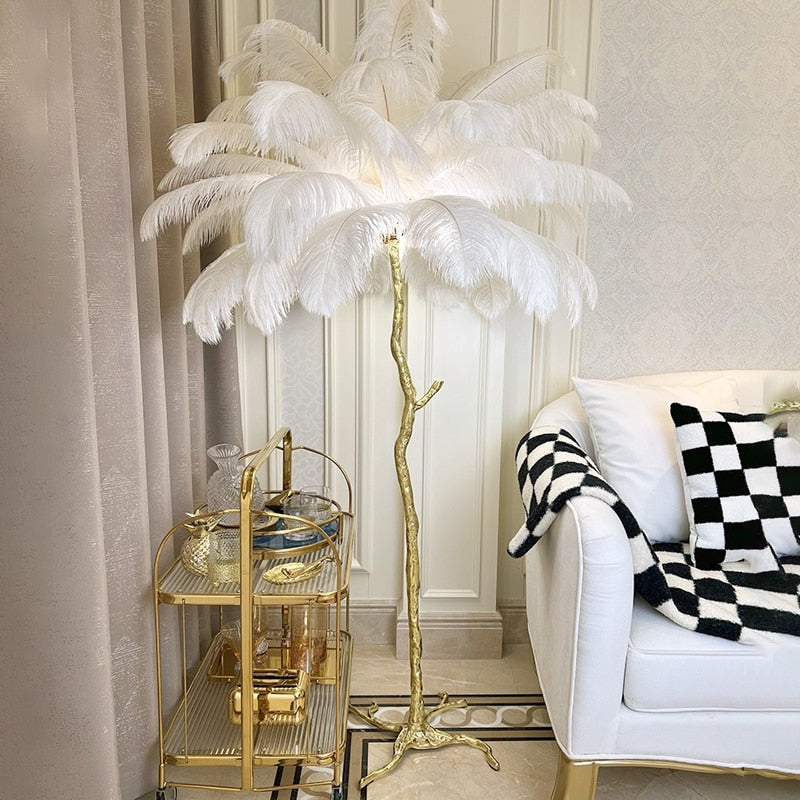 lampadaire Led plume d'autruche