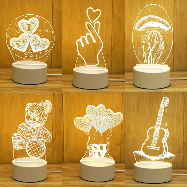 Lampe LED 3D en acrylique Love Romantic
